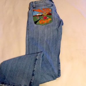 Mosaic back pocket jeans